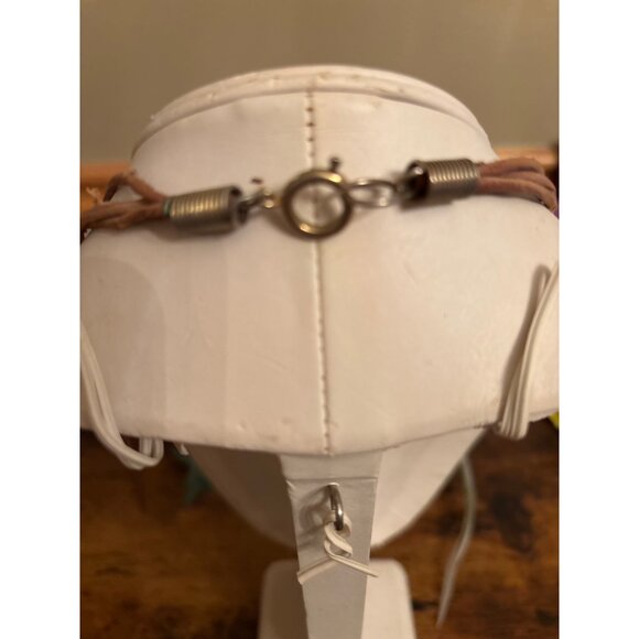 Boho Babe Chunky Bead Tassel Necklace Suede Cord & Tribal Vibe Gold Tone Pendant - Picture 9 of 14